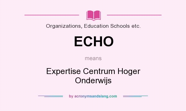 What does ECHO mean? It stands for Expertise Centrum Hoger Onderwijs