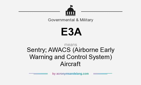 What does E3A mean? It stands for Sentry; AWACS (Airborne Early Warning and Control System) Aircraft