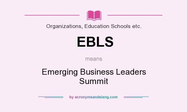 What does EBLS mean? It stands for Emerging Business Leaders Summit
