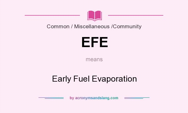 What does EFE mean? It stands for Early Fuel Evaporation