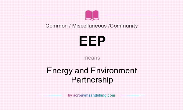 What does EEP mean? It stands for Energy and Environment Partnership