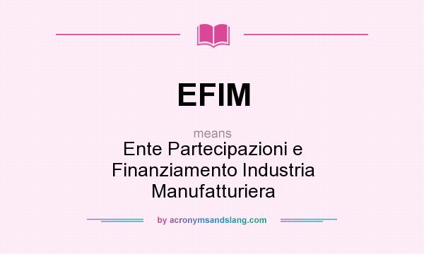 What does EFIM mean? It stands for Ente Partecipazioni e Finanziamento Industria Manufatturiera