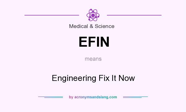 What does EFIN mean? It stands for Engineering Fix It Now
