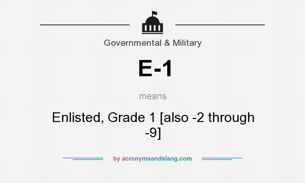 What does E-1 mean? It stands for Enlisted, Grade 1 [also -2 through -9]