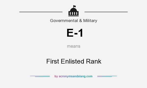 What does E-1 mean? It stands for First Enlisted Rank