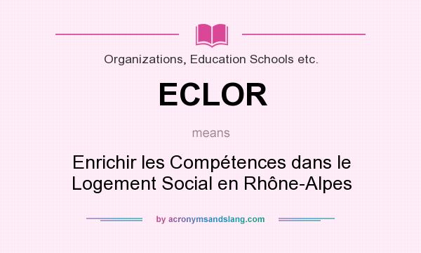 What does ECLOR mean? It stands for Enrichir les Compétences dans le Logement Social en Rhône-Alpes
