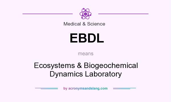 What does EBDL mean? It stands for Ecosystems & Biogeochemical Dynamics Laboratory