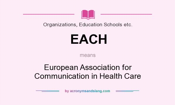 What does EACH mean? It stands for European Association for Communication in Health Care