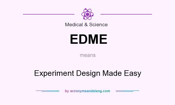 What does EDME mean? It stands for Experiment Design Made Easy