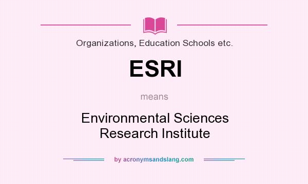 What does ESRI mean? It stands for Environmental Sciences Research Institute