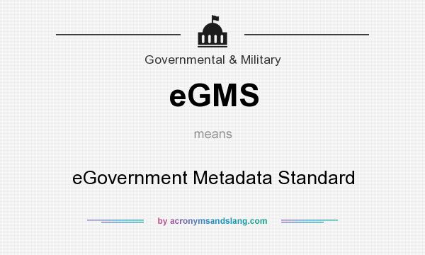 What does eGMS mean? It stands for eGovernment Metadata Standard