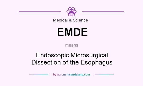 What does EMDE mean? It stands for Endoscopic Microsurgical Dissection of the Esophagus