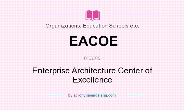 What does EACOE mean? It stands for Enterprise Architecture Center of Excellence