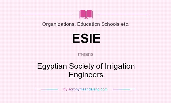 What does ESIE mean? It stands for Egyptian Society of Irrigation Engineers