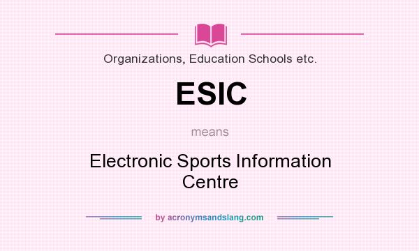 What does ESIC mean? It stands for Electronic Sports Information Centre