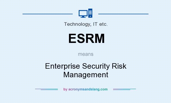 What does ESRM mean? It stands for Enterprise Security Risk Management
