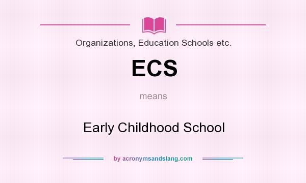 What does ECS mean? It stands for Early Childhood School