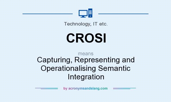 What does CROSI mean? It stands for Capturing, Representing and Operationalising Semantic Integration