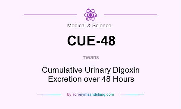 What does CUE-48 mean? It stands for Cumulative Urinary Digoxin Excretion over 48 Hours