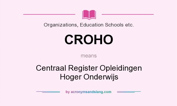 What does CROHO mean? It stands for Centraal Register Opleidingen Hoger Onderwijs