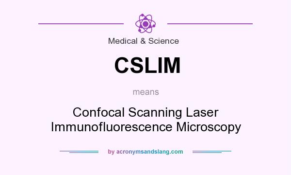 What does CSLIM mean? It stands for Confocal Scanning Laser Immunofluorescence Microscopy