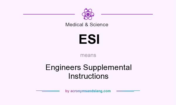 What does ESI mean? It stands for Engineers Supplemental Instructions