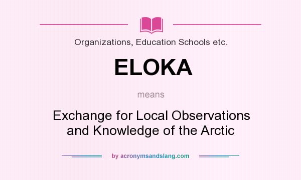 What does ELOKA mean? It stands for Exchange for Local Observations and Knowledge of the Arctic