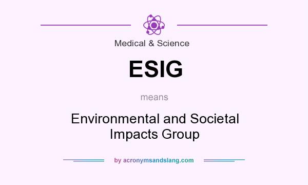 What does ESIG mean? It stands for Environmental and Societal Impacts Group