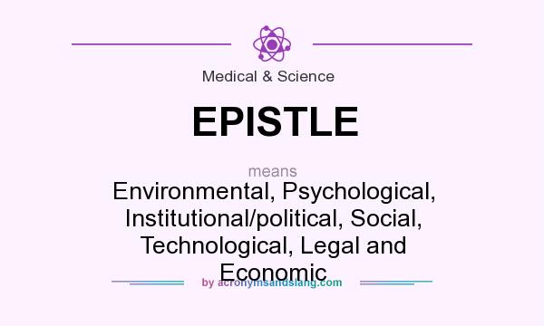 What does EPISTLE mean? It stands for Environmental, Psychological, Institutional/political, Social, Technological, Legal and Economic