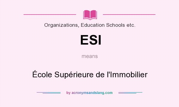 What does ESI mean? It stands for École Supérieure de l`Immobilier
