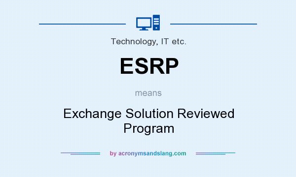 What does ESRP mean? It stands for Exchange Solution Reviewed Program