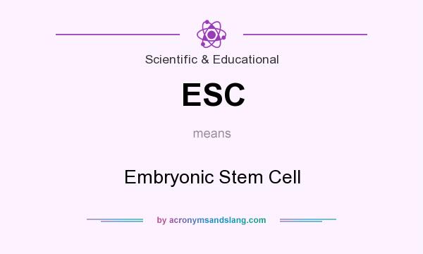 What does ESC mean? It stands for Embryonic Stem Cell