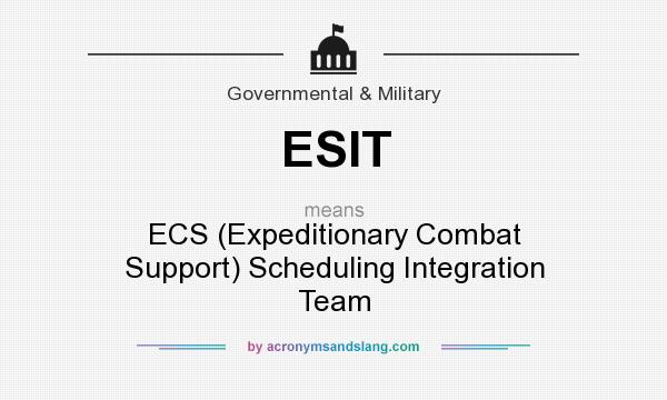 What does ESIT mean? It stands for ECS (Expeditionary Combat Support) Scheduling Integration Team