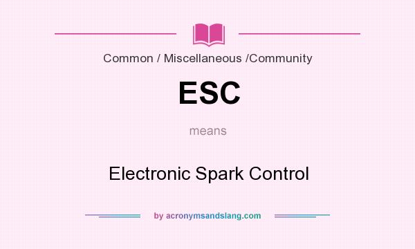 What does ESC mean? It stands for Electronic Spark Control