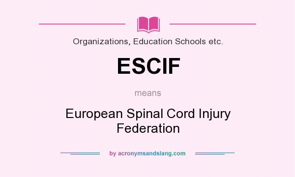 What does ESCIF mean? It stands for European Spinal Cord Injury Federation