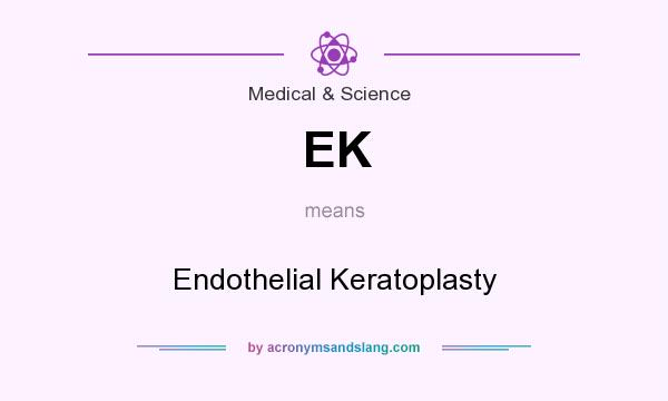 What does EK mean? It stands for Endothelial Keratoplasty
