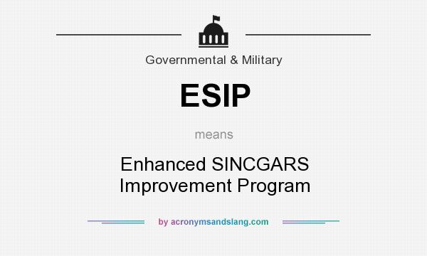 What does ESIP mean? It stands for Enhanced SINCGARS Improvement Program