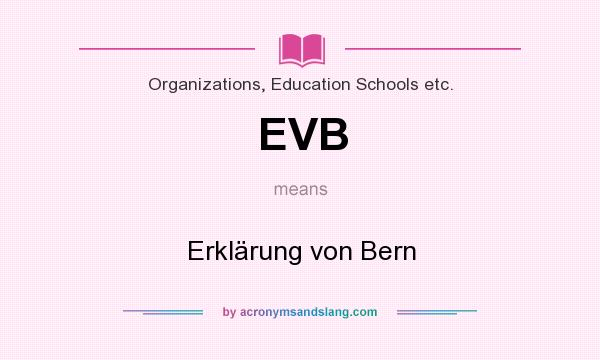 What does EVB mean? It stands for Erklärung von Bern