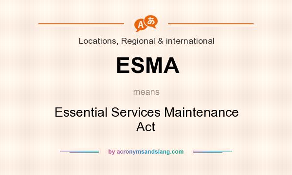 What does ESMA mean? It stands for Essential Services Maintenance Act