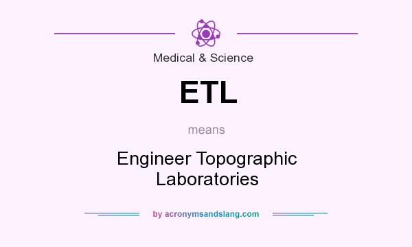 What does ETL mean? It stands for Engineer Topographic Laboratories