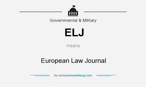 What does ELJ mean? It stands for European Law Journal