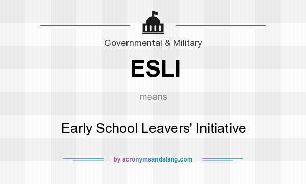 What does ESLI mean? It stands for Early School Leavers` Initiative
