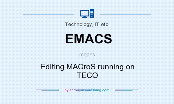 What does EMACS mean? It stands for Editing MACroS running on TECO