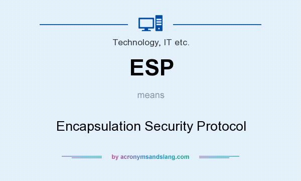 What does ESP mean? It stands for Encapsulation Security Protocol