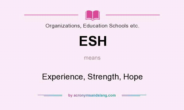 What does ESH mean? It stands for Experience, Strength, Hope