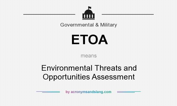 What does ETOA mean? It stands for Environmental Threats and Opportunities Assessment