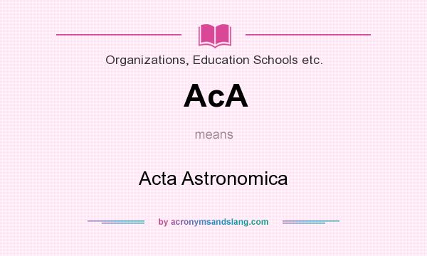 What does AcA mean? It stands for Acta Astronomica