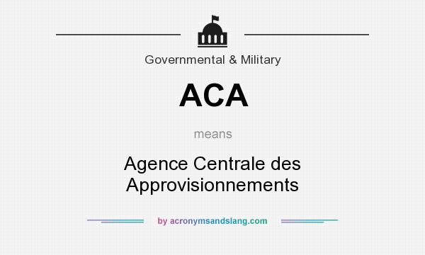 What does ACA mean? It stands for Agence Centrale des Approvisionnements