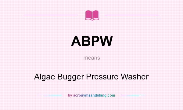 What does ABPW mean? It stands for Algae Bugger Pressure Washer