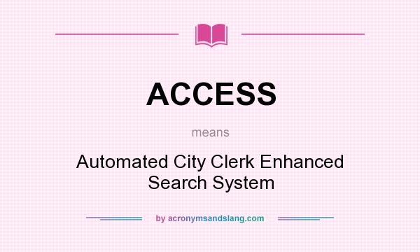 What does ACCESS mean? It stands for Automated City Clerk Enhanced Search System